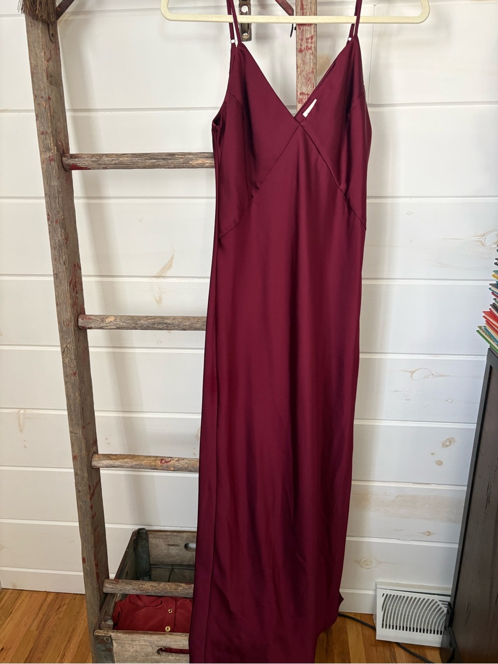 a new day Burgundy Maxi Slip Dress with V-Neck